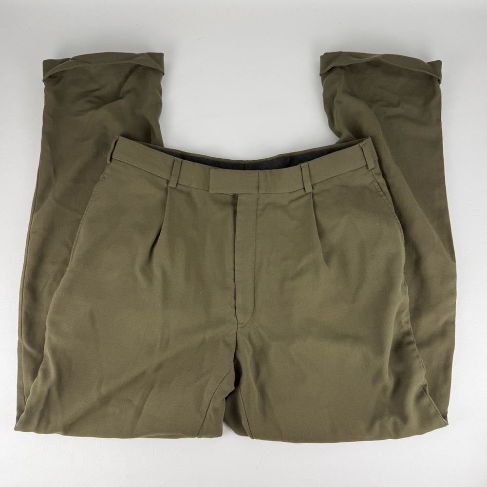 Vintage Kenneth Cole New York Olive Green Pleated Dress Pants - Size 34